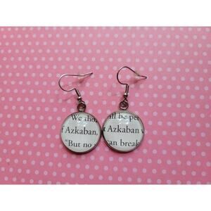 Azkaban pendant earrings made with Harry Potter book pages